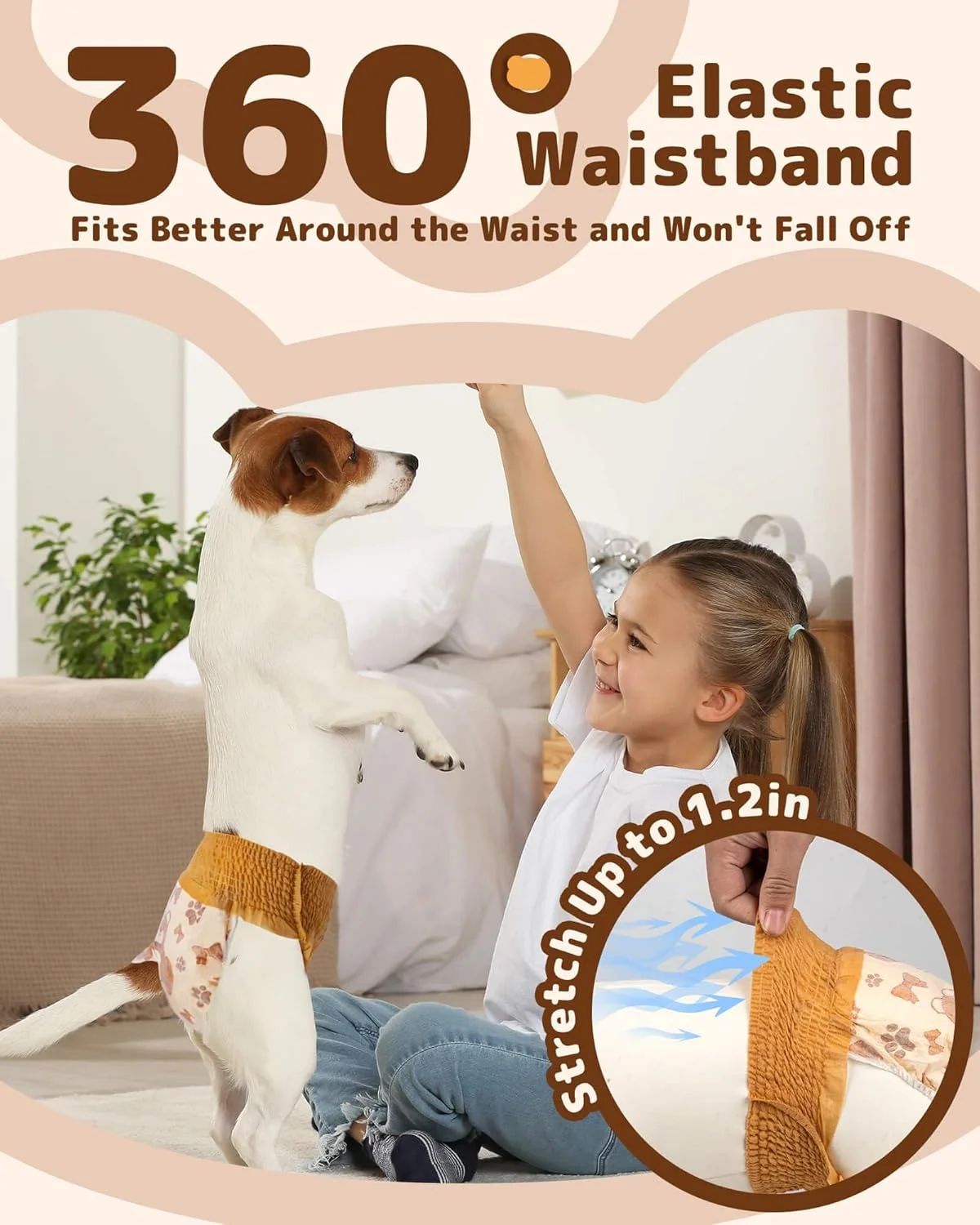 پوشک سگ ماده دونو (20-60 عددی)، پوشک های یکبار مصرف برای سگ های ماده با کمر کشسان 360 درجه، پوشک برای سگ های ماده در دوره فحلی، پوشک توله سگ فوق العاده جاذب و ضد نشت، XS-20 عددی