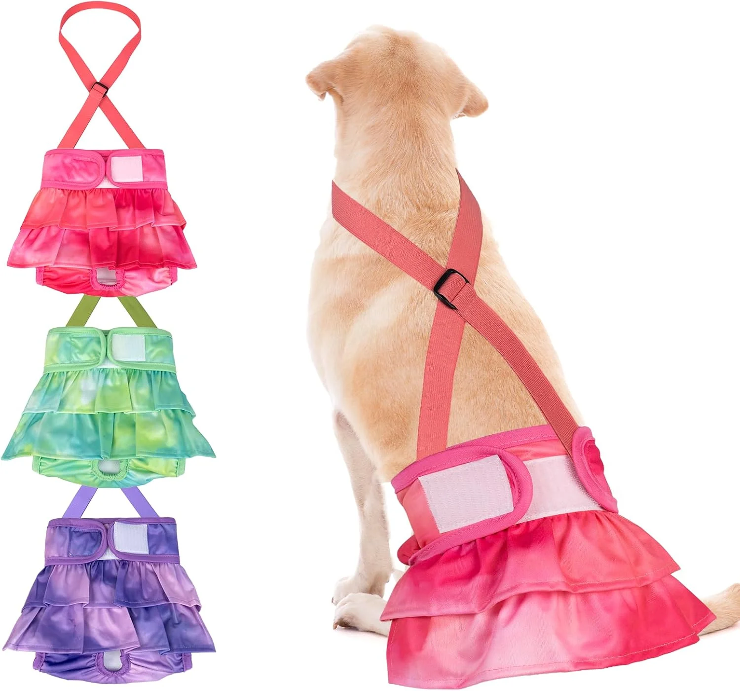 پوشک سگ ماده قابل استفاده مجدد دونو با بند قابل تنظیم، بسته 3 عددی پوشک سگ قابل شستشو، پوشک توله سگ ماده با جذب بالا، پوشک سگ برای حیوانات خانگی در دوران قاعدگی، بی اختیاری، سایز متوسط