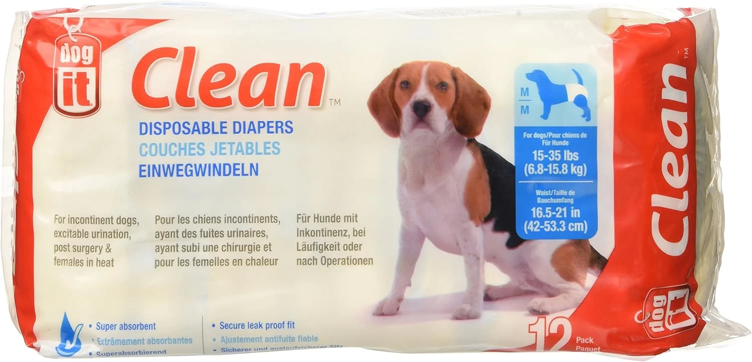 پوشک یکبار مصرف سگ داگیت، سایز متوسط، بسته 12 عددی