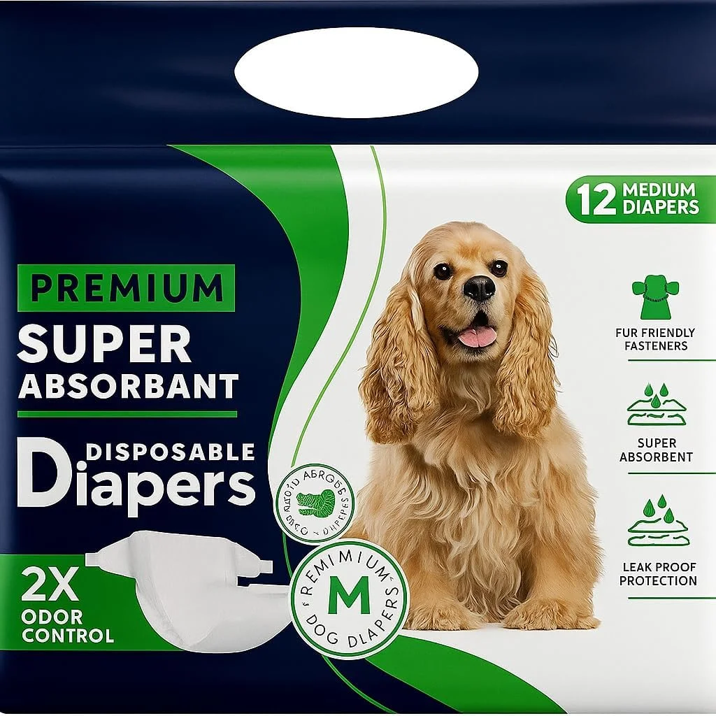 پوشک سگ ماده Dog Trust - پوشک یکبار مصرف سگ، پوشک گربه برای گربه های ماده، پوشک توله سگ 12 عددی سایز متوسط