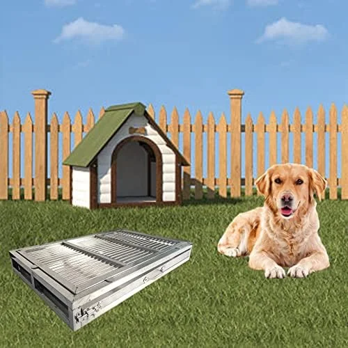 پد آموزش ادرار سگ - باکس فلزی بستر برای استفاده در داخل/خارج از خانه، توالت حیوانات خانگی با تمیز کردن آسان، محافظت بادوام از کف، راه حل آموزش دستشویی (123x80x7.5cm، استیل ضد زنگ 304)
