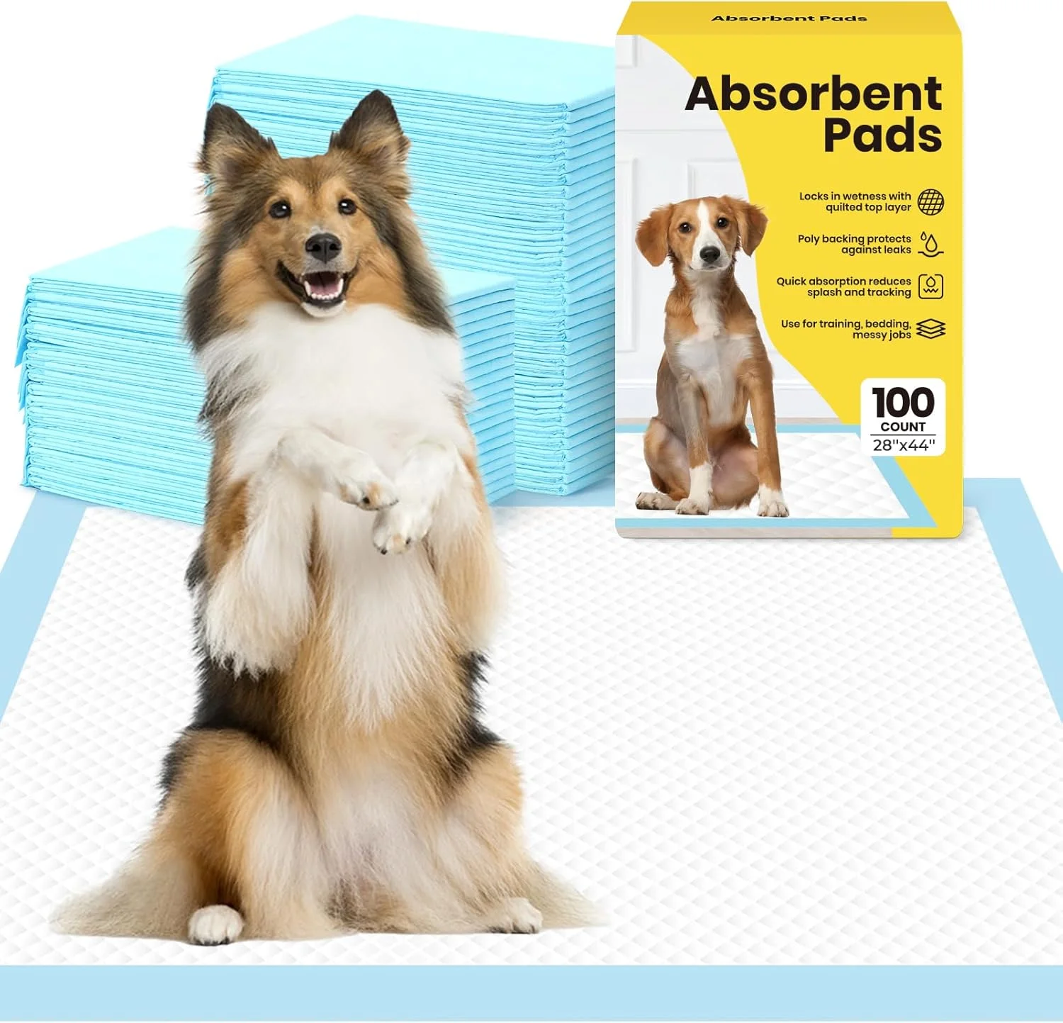 پدهای ادرار سگ: پدهای فوق العاده جاذب و ضد نشت برای توله سگ - پدهای آموزشی ضخیم یکبار مصرف برای سگ - پدهای ادرار خیلی بزرگ برای گربه ها و خرگوش ها، خشک شدن سریع، بسته 100 عددی، سایز 71x112 سانتی متر