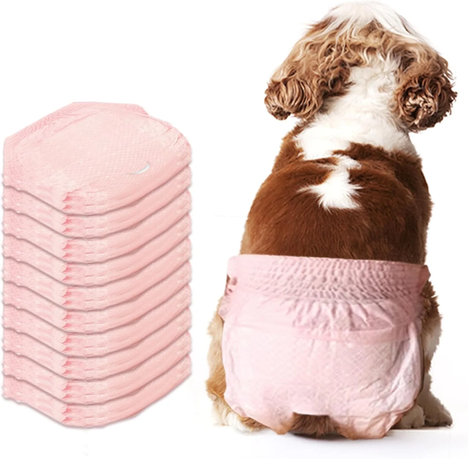 پوشک سگ ماده، 10 عدد پوشک سگ کششی یکبار مصرف، پوشک گربه برای گربه های ماده، سایز M ضد نشت، پوشک سگ برای سگ های ماده در دوران قاعدگی، بی اختیاری، آموزش