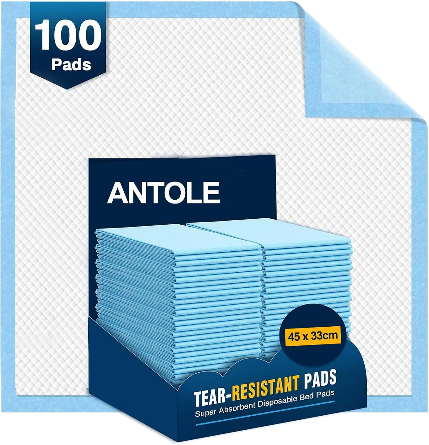 پدهای ادرار فوق العاده بزرگ برای سگ ها، 100 عدد پد سگ 45 × 33 سانتی متر، پدهای آموزشی یکبار مصرف ضد نشت برای حیوانات خانگی توله سگ گربه خرگوش، فوق العاده جاذب و خشک شونده سریع