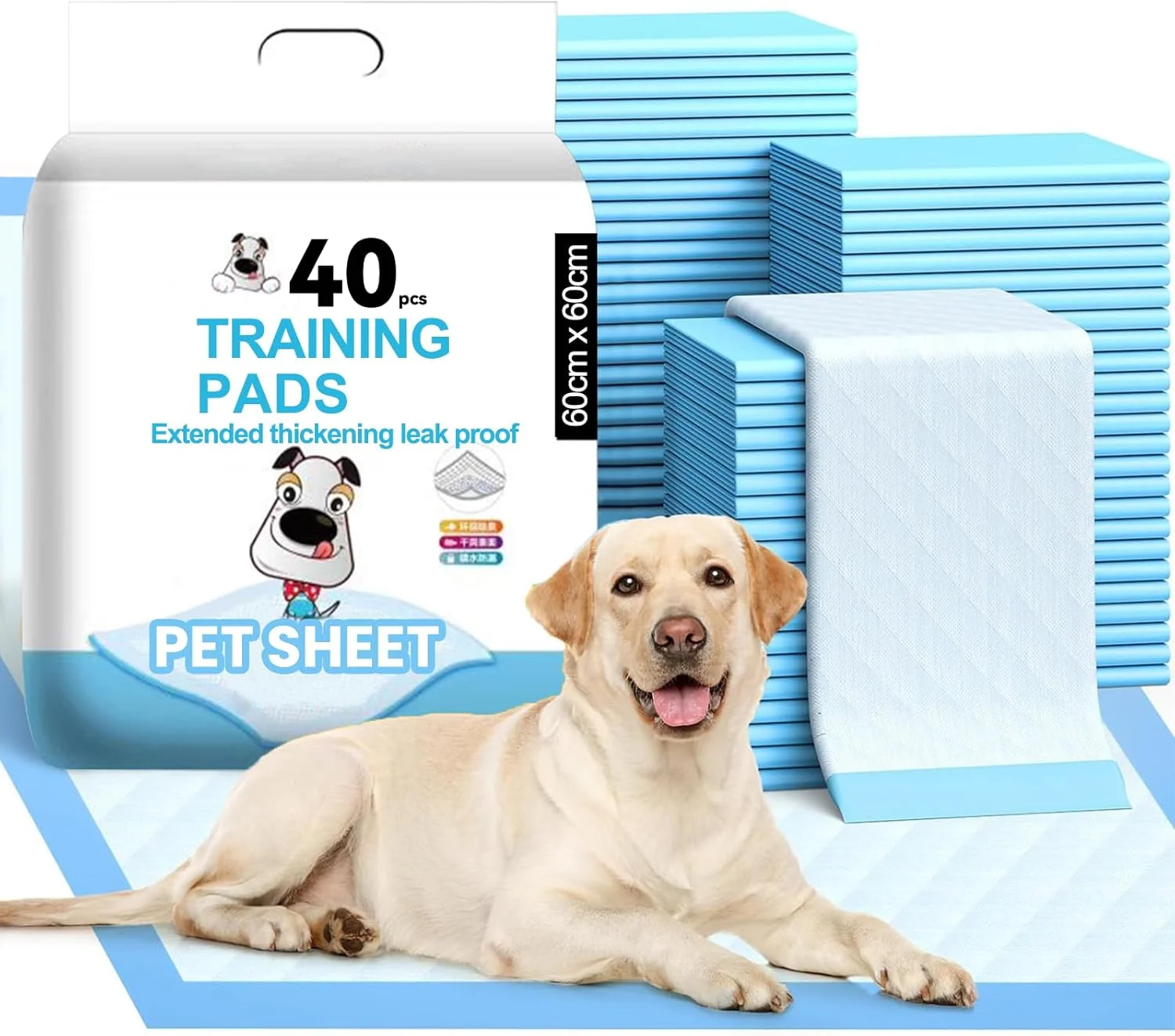 پدهای ادرار فوق العاده بزرگ برای سگ ها، 50 عدد پد سگ 45 x 60 سانتی متر یکبار مصرف ضد نشت برای آموزش حیوانات خانگی توله سگ گربه خرگوش، فوق العاده جاذب و خشک شونده سریع