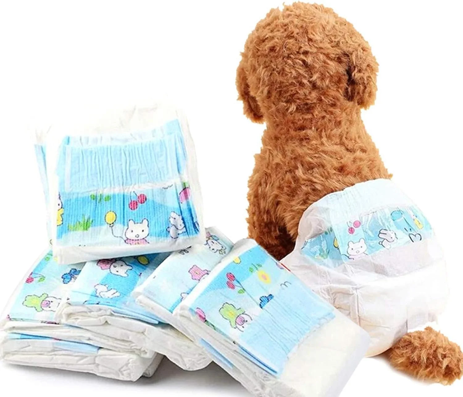 پوشک یکبار مصرف سگ، بسته 10 عددی شلوار بهداشتی جاذب و ضد نشت سگ، پوشک نرم و قابل تنظیم بی اختیاری ادرار با کنترل بو، پوشک راحت توله سگ برای نژادهای کوچک تا بزرگ، دور کمر 28-42