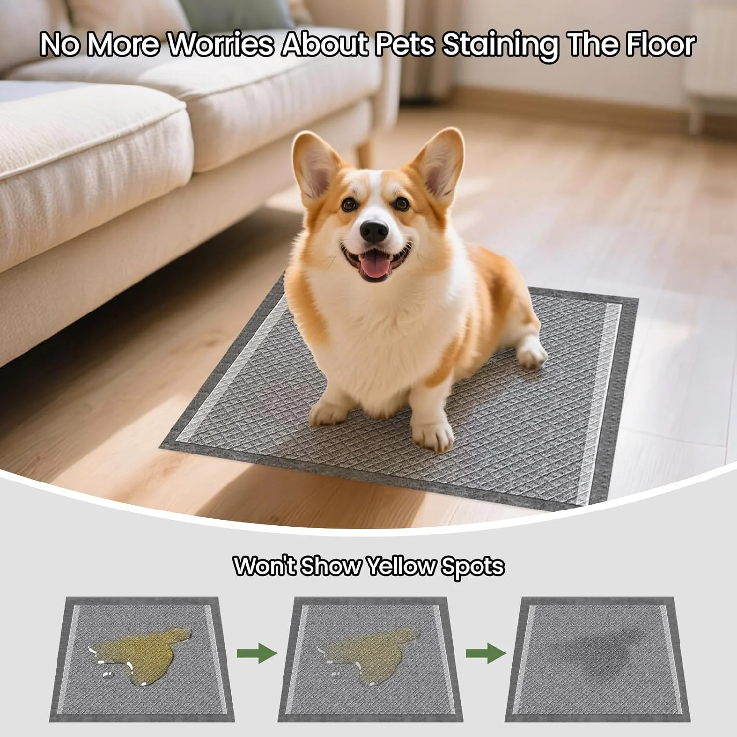 پدهای جاذب ادرار سگ با کربن فعال، 80 عددی، 55x55 سانتی متر، پدهای یکبار مصرف بسیار جاذب با لبه های پوشیده، کنترل بو، مناسب برای آموزش سگ، گربه و خرگوش