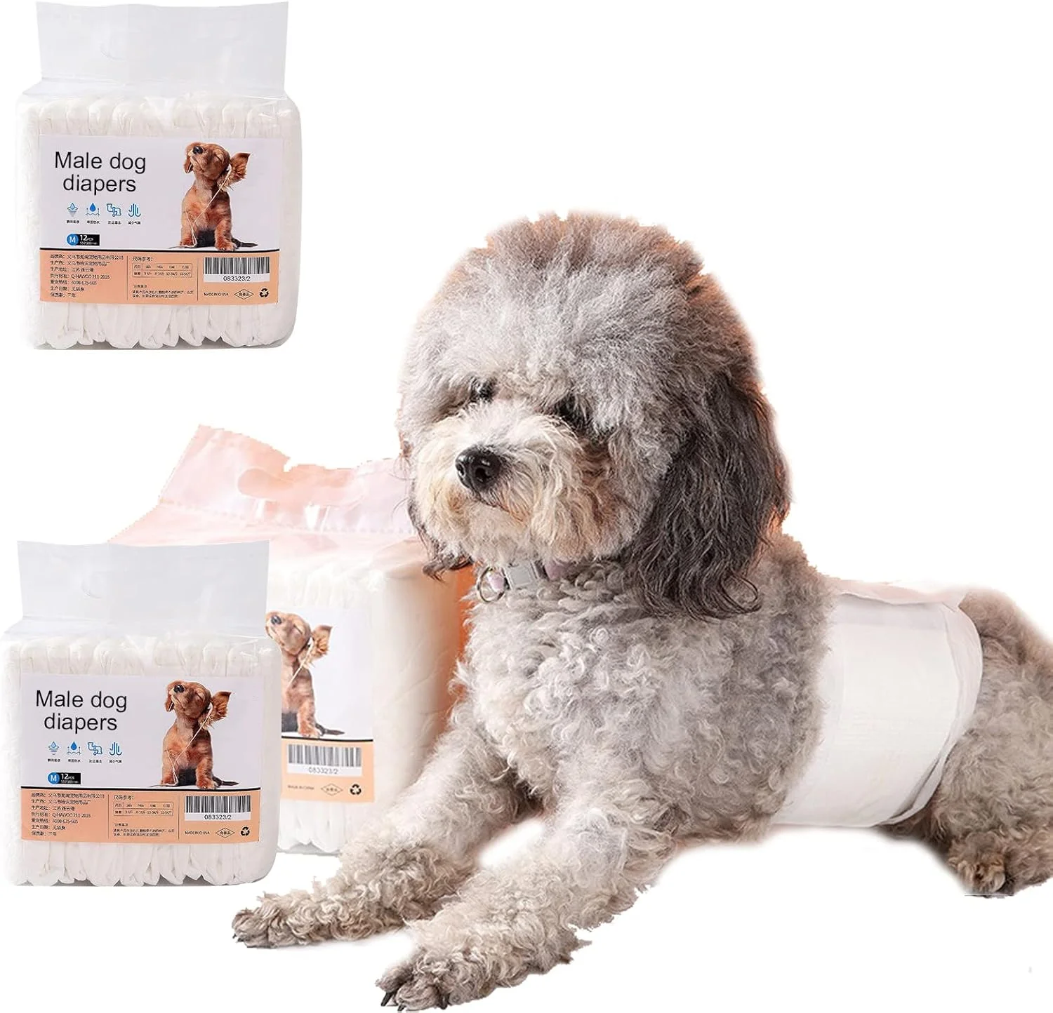 پوشک سگ نر یکبار مصرف 3 عددی، پوشک سگ فوق العاده جاذب با قلاب و حلقه قابل تنظیم، پوشک حیوانات خانگی تنفسی برای سگ های نر 36 عددی (12 عدد در هر بسته)