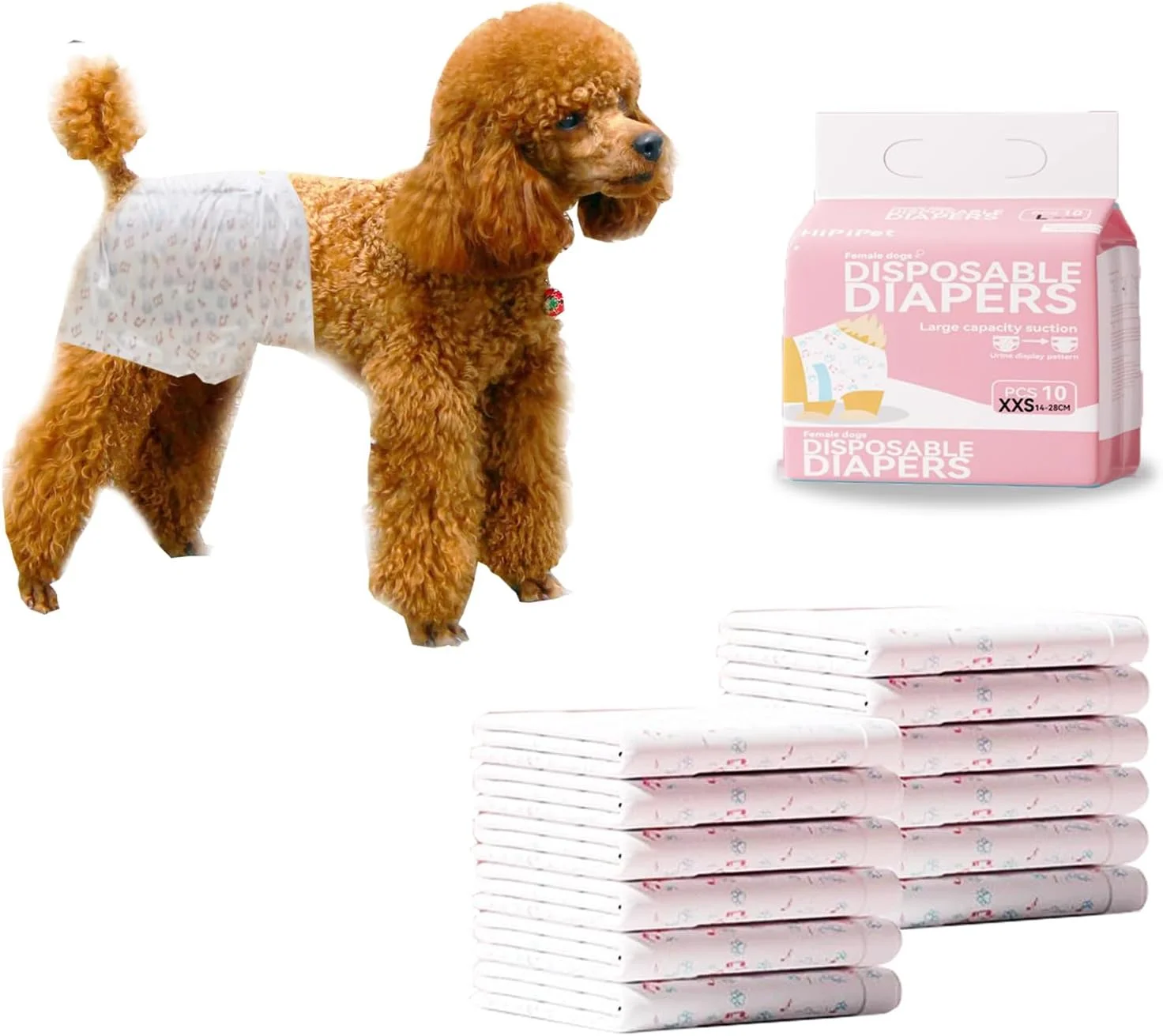 پوشک سگ ماده 10 عددی، پدهای جاذب فوق العاده نرم برای گرما، پوشک بچه گربه و سگ با محافظت فوق العاده، پوشک یکبار مصرف سگ و گربه (S)