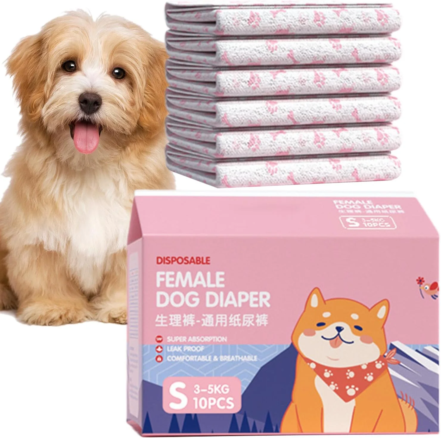 پوشک سگ، پوشک برای سگ ها، پوشش تنفسی الاستیک ضد نشت حیوانات خانگی برای آموزش، بهبودی، مسافرت، داخل و خارج از منزل