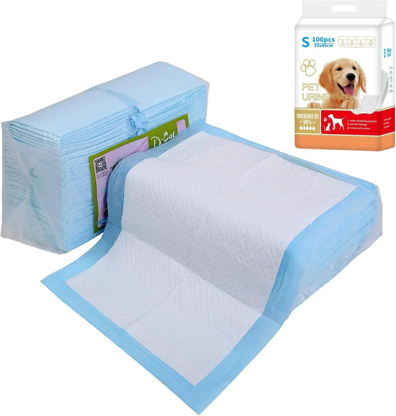 پدهای مخصوص سگ، پد بهداشتی حیوانات خانگی 100 عددی، پد توالت سگ، لوازم آموزش ادرار حیوانات خانگی برای سگ های مسن یا دارای بی اختیاری