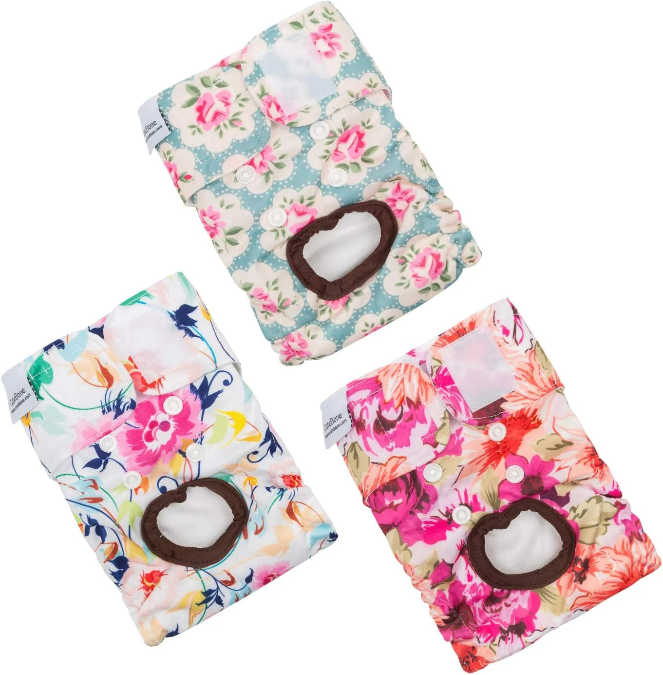 پک 3 عددی پوشک سگ ماده CuteBone، پوشک سگ قابل شستشو با طناب قابل تنظیم، برای سگ در دوره فحلی، بی اختیاری ادرار سگ، توله سگ های آموزش ندیده