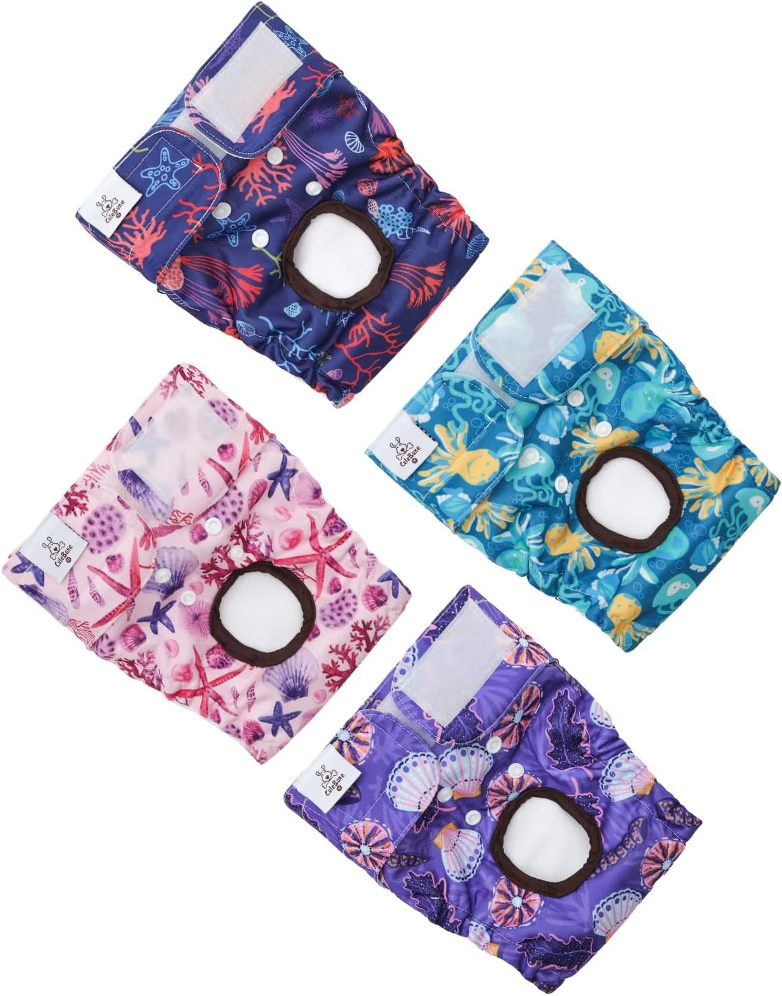 پوشک سگ ماده CuteBone قابل شستشو بسته 4 عددی، پوشک حرارتی سگ قابل استفاده مجدد FMG06XL