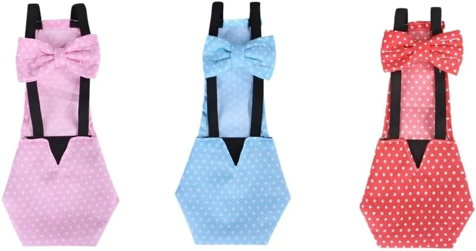 پوشک مرغ زینتی - 3 عدد قابل استفاده مجدد با پاپیون، پوشک طیور قابل شستشو و ضد آب برای حیوانات خانگی، اردک و مرغ ابریشمی، بادوام سایز M