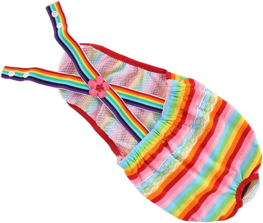 شورت بهداشتی سگ ماده با الیاف نخی، پوشک بهداشتی سگ ماده نارنجی زرد سبز شورت سگ خانگی ماده (XL)