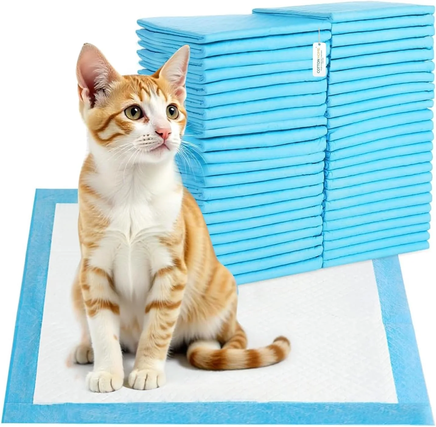 پدهای جاذب یکبار مصرف خانگی پنبه ای با قابلیت خشک شدن سریع و ضد نشت، پدهای آموزشی یکبار مصرف برای حیوانات خانگی، پدهای ادرار برای آموزش توالت به حیوانات خانگی 60X45 سانتی متر، 50 عدد