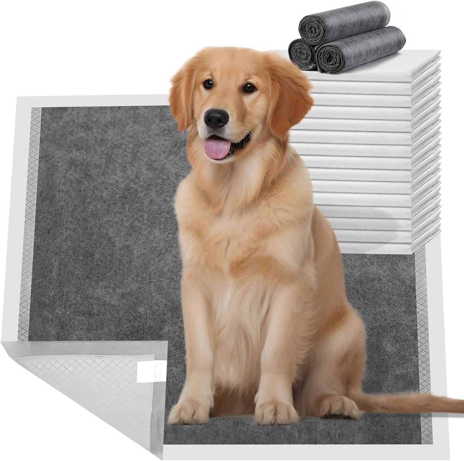 پدهای ادرار سگ Coodipet سایز بزرگ 60x60 سانتی متر، 40 عددی، پدهای ذغالی فعال برای سگ، پدهای دستشویی برای سگ ها با نوار چسب، پدهای یکبار مصرف برای آموزش حیوانات خانگی، سگ ها، گربه ها