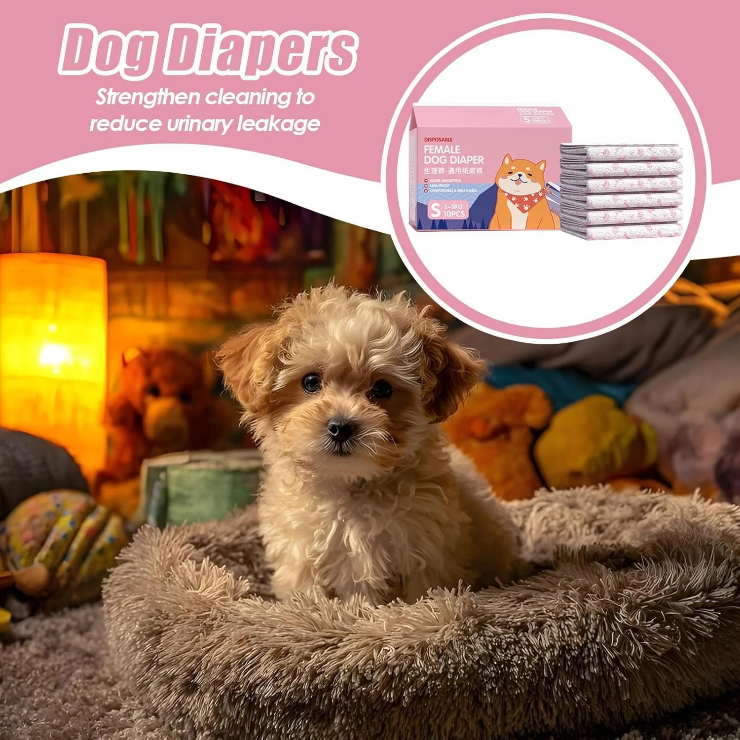 پوشک سگ | پد مخصوص دوران قاعدگی سگ | پوشش الاستیک راحت و ضد نشت برای آموزش و جلوگیری از حوادث داخل خانه