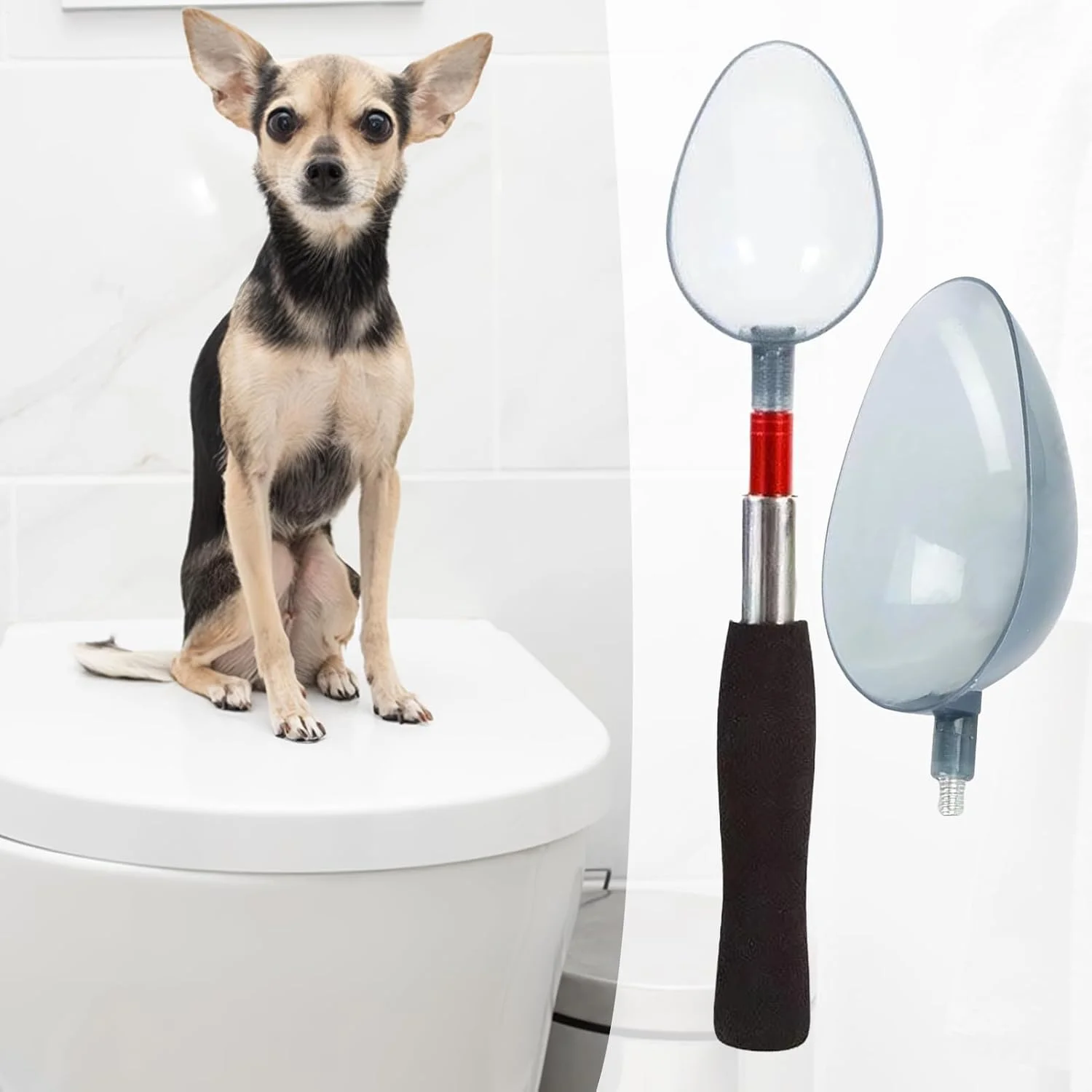 کیت جمع آوری ادرار سگ، جمع کننده ادرار توله سگ با دسته بلند، گیرنده ادرار تلسکوپی قابل استفاده مجدد سگ با دسته برای داخل و خارج از منزل