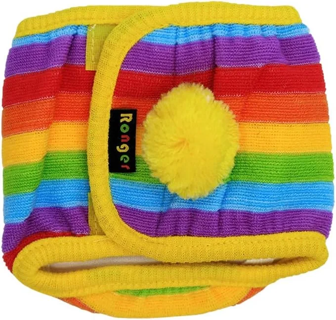 شلوار سگ خانگی لباس زیر پنبه ای بهداشتی دور شکم پوشک سگ شلوار تنگ بهداشتی برای سگ نر رنگین کمان سایز M حیوان خانگی