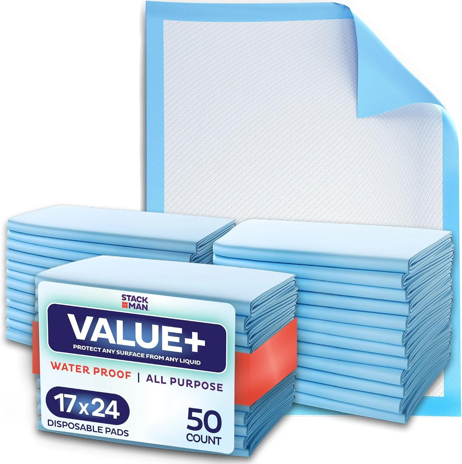 پدهای یکبار مصرف [بسته 50 عددی] زیرانداز 43x61 سانتی متر - پد ادرار برای سگ، توله سگ - پد میز تعویض پوشک برای نوزاد - محافظ تخت و صندلی برای سالمندان - پد آموزش دستشویی حیوانات خانگی - ضد نشت