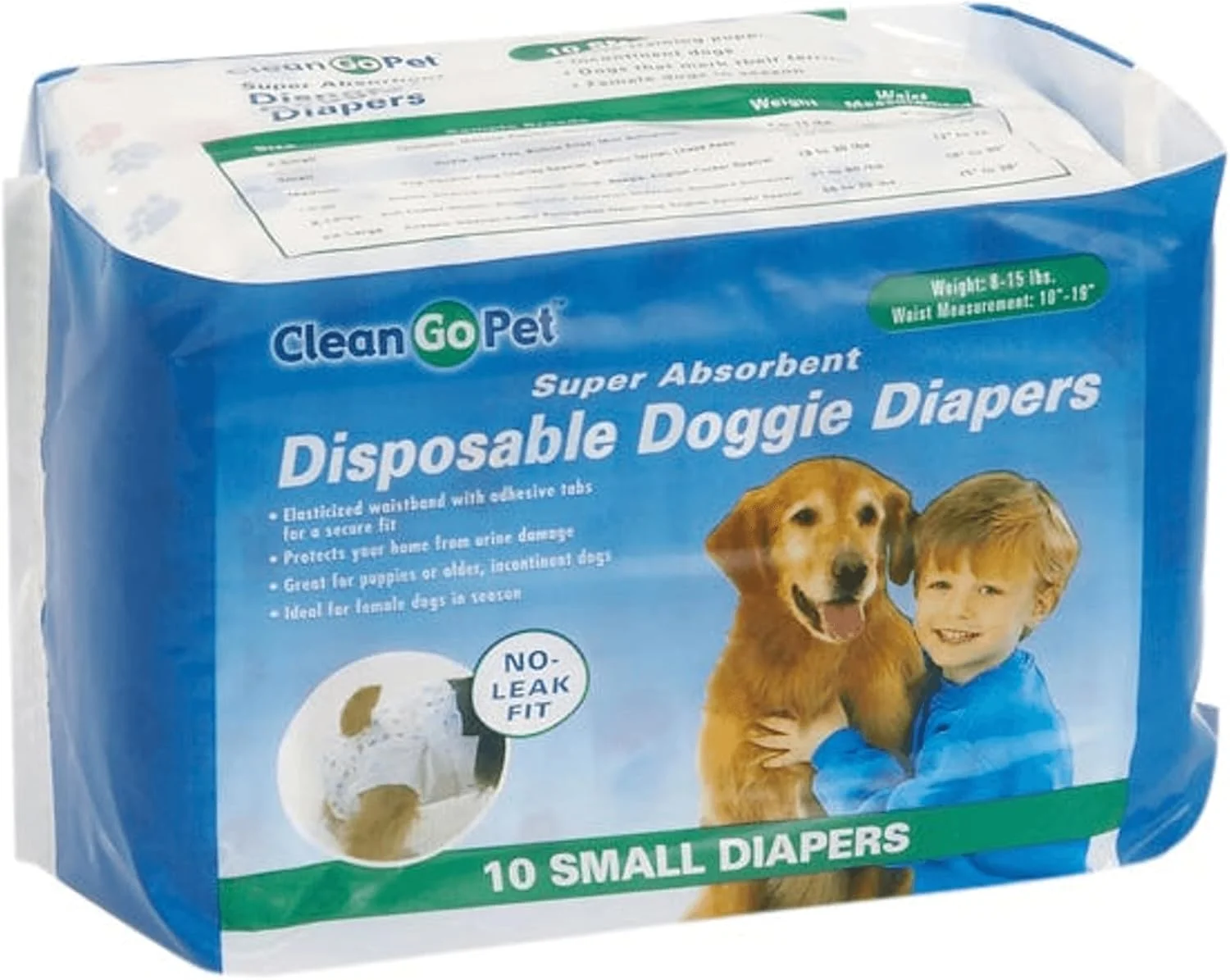 پوشک یکبار مصرف سگ Clean Go Pet - پوشک مناسب برای سگ های دارای بی اختیاری، سگ های ماده در دوره فحلی و توله سگ ها، سایز کوچک