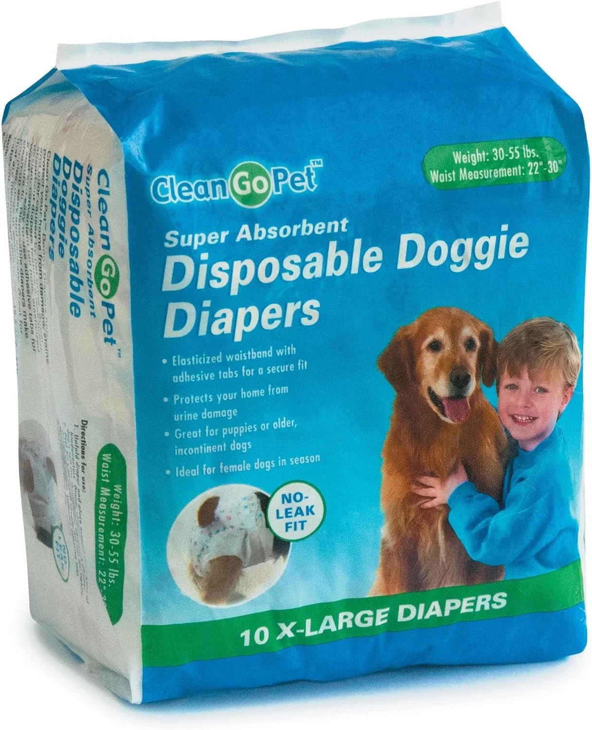 پوشک سگ یکبار مصرف Clean Go Pet - پوشک مناسب برای سگ های دارای بی اختیاری، سگ های ماده در دوره فحلی و توله سگ ها، خیلی کوچک