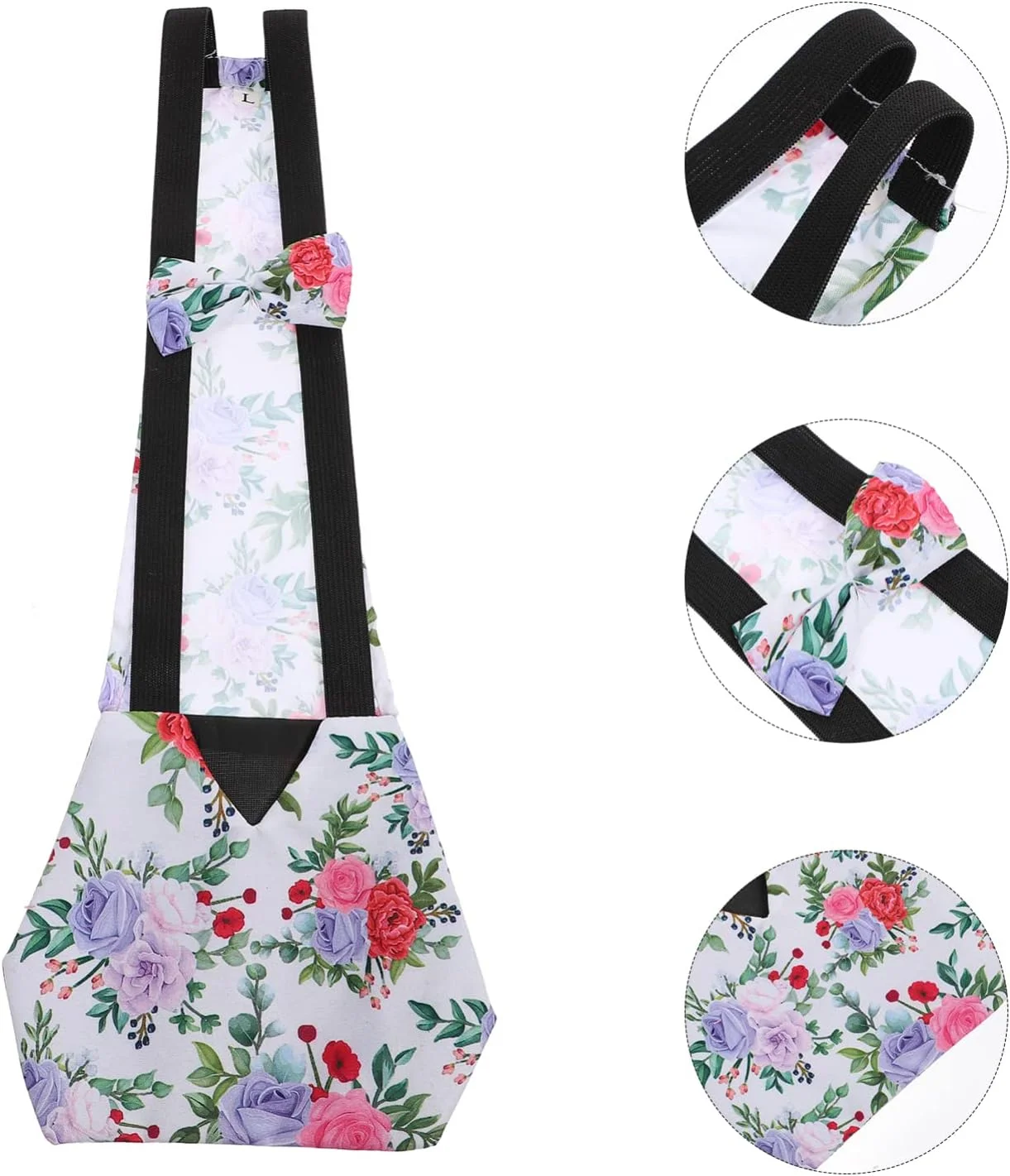 پوشک حیوانات خانگی برای مرغ، غاز و اردک، پارچه ای، قابل شستشو و استفاده مجدد، با پاپیون، لباس غاز برای غاز، اردک و مرغ، سفید