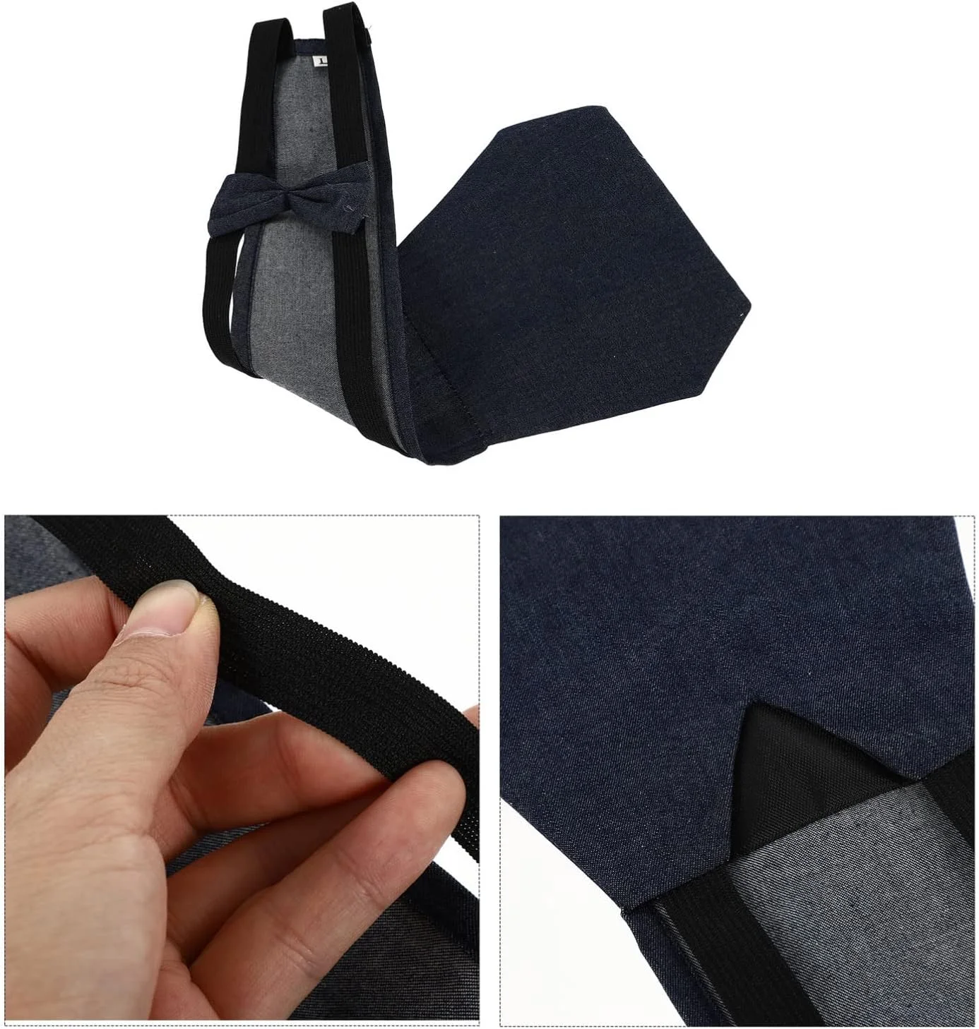 پوشک پارچه ای طیور قابل استفاده مجدد برای حیوانات خانگی، غاز، اردک، مرغ، با طرح پاپیون، مناسب برای مزرعه - سرمه ای