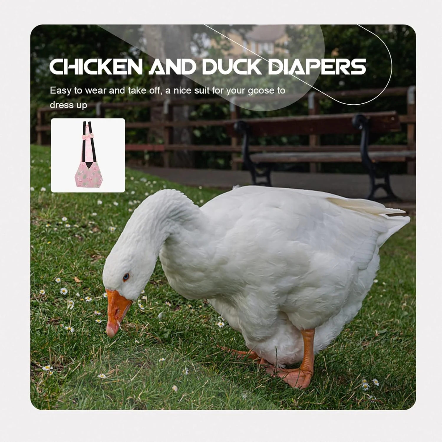 پوشک حیوانات خانگی پارچه ای قابل شستشو با پاپیون برای غاز، اردک و مرغ