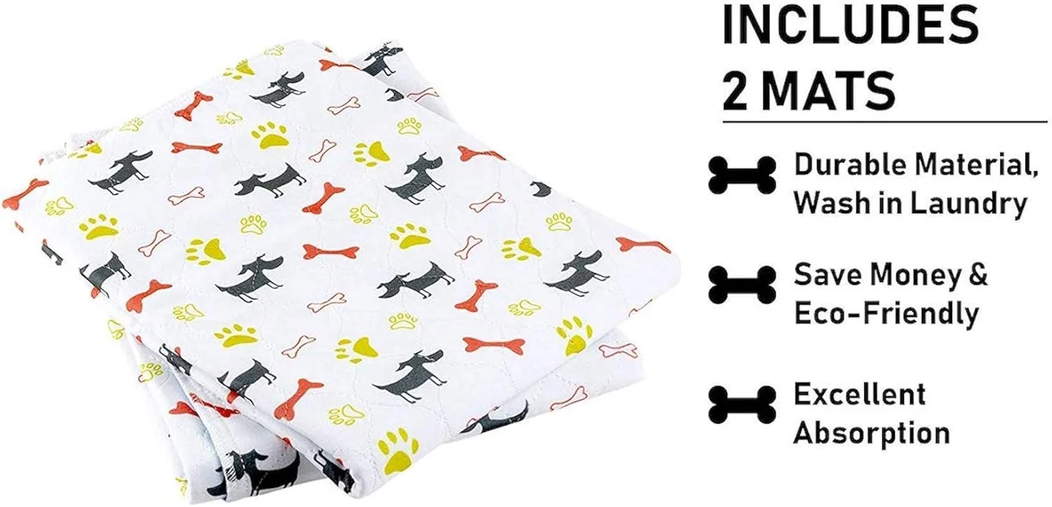 پد ادرار سگ قابل شستشو، بسته 2 عددی، بزرگ، پارچه ای قابل استفاده مجدد برای کف خانه، ضد آب و ضد نشت برای زایمان، آموزش دستشویی و آستر باکس