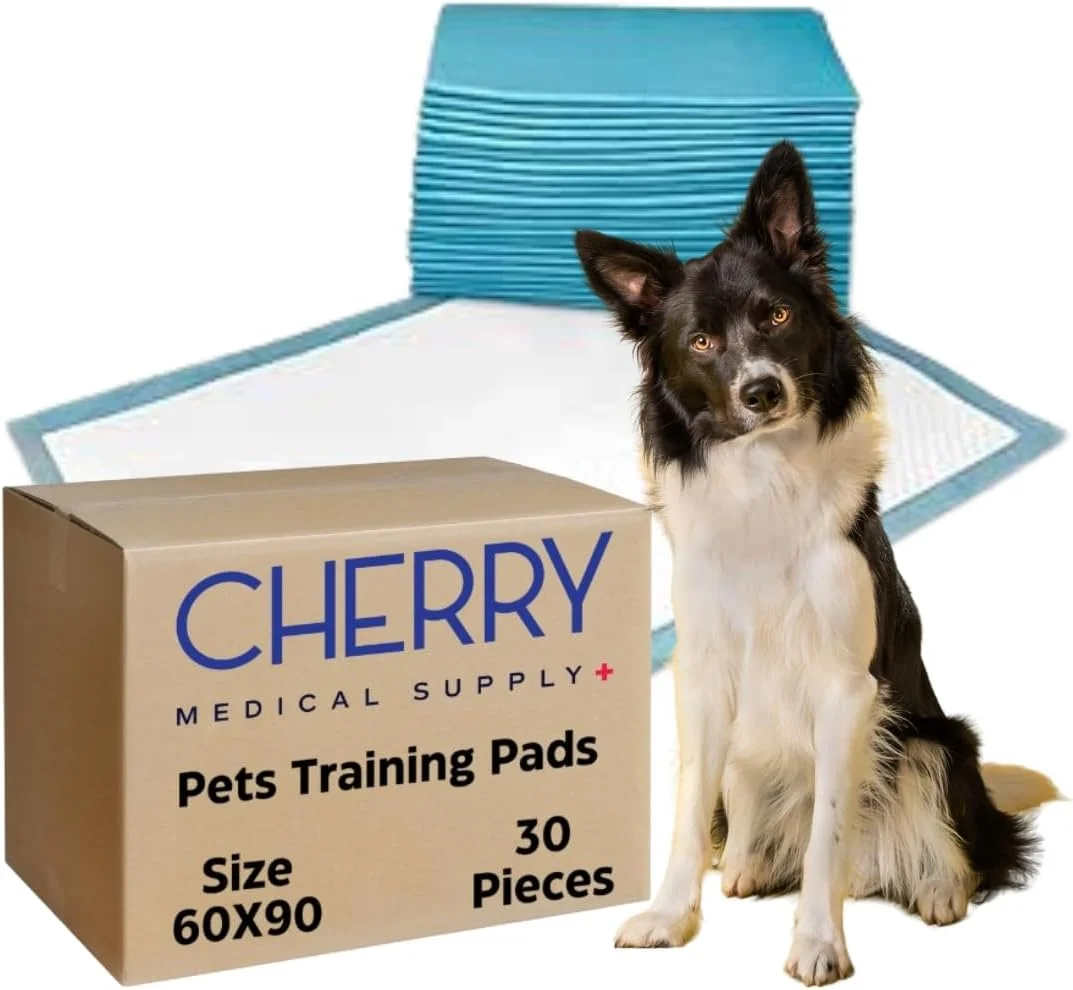 پدهای آموزشی حیوانات خانگی چری مدیکال ساپلای، بسته 30 عددی در 3 کیسه، 60 در 90 سانتی متر، سایز XL، پدهای فوق العاده جاذب ادرار برای سگ ها، پدهای ضد نشت برای آموزش دستشویی توله سگ ها، گربه ها، خرگوش ها