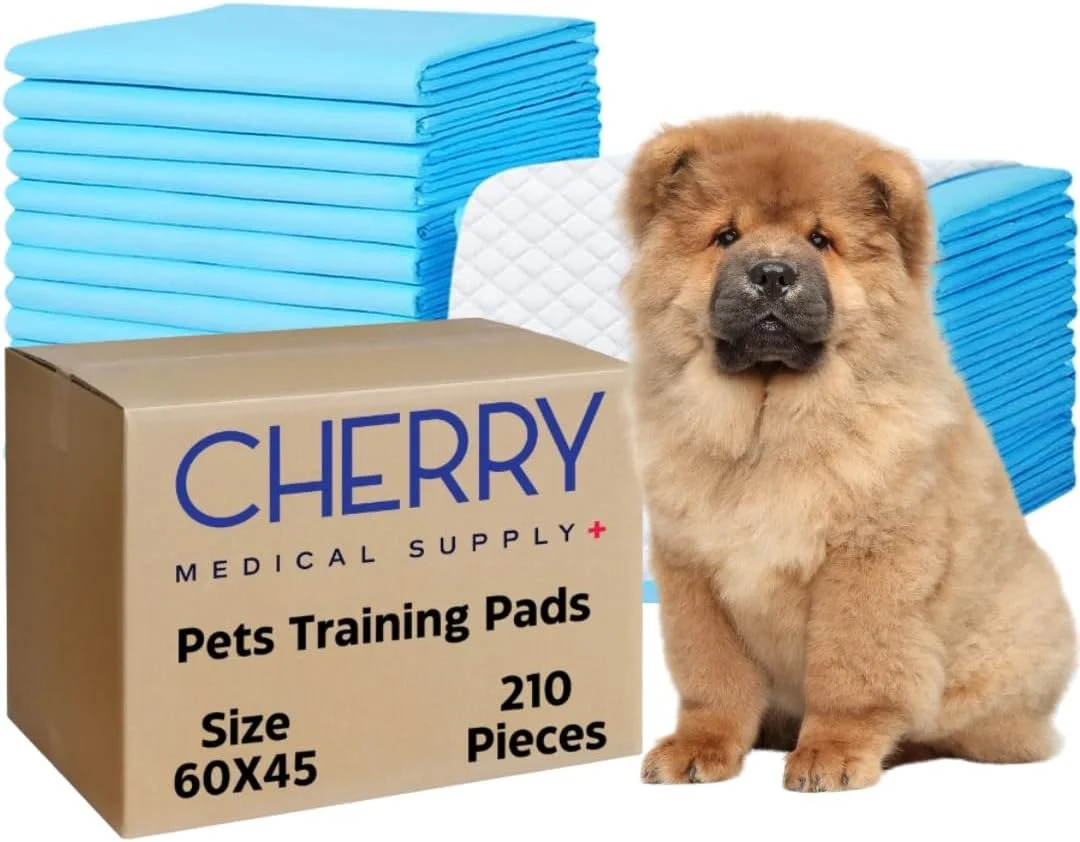 پدهای آموزشی حیوانات خانگی چری مدیکال ساپلای، 210 عددی بسته بندی شده در 7 کیسه، 60 سانتی متر در 45 سانتی متر، پدهای فوق العاده جاذب ادرار برای سگ ها، پدهای ضد نشت آموزش توالت برای توله سگ ها، گربه ها، خرگوش ها