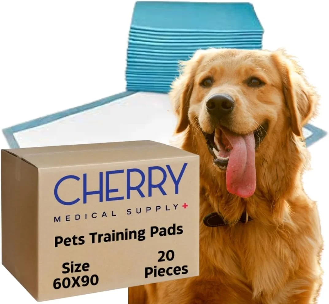 پدهای آموزشی حیوانات خانگی Cherry Medical Supply، بسته 20 عددی در 2 کیسه، 60 سانتی متر در 90 سانتی متر، سایز خیلی بزرگ، پدهای فوق العاده جاذب ادرار برای سگ ها، پدهای ضد نشت برای آموزش دستشویی توله سگ ها، گربه ها، خرگوش ها