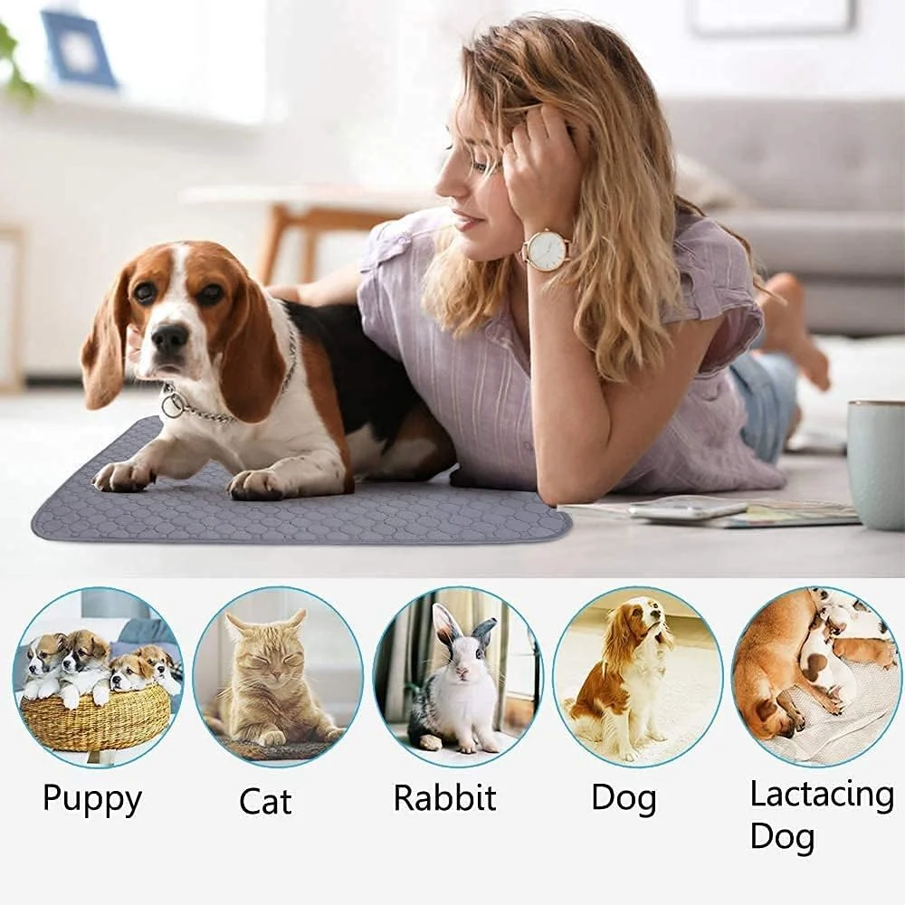 پد ادرار قابل شستشوی حیوانات خانگی CHAVA، پد ضد آب و قابل استفاده مجدد با جذب سریع برای سگ، گربه، توله سگ، بچه گربه، آموزش ادرار، زیرانداز، سایز 50 * 40 سانتی متر (19.69 * 15.75 اینچ)، خاکستری تیره