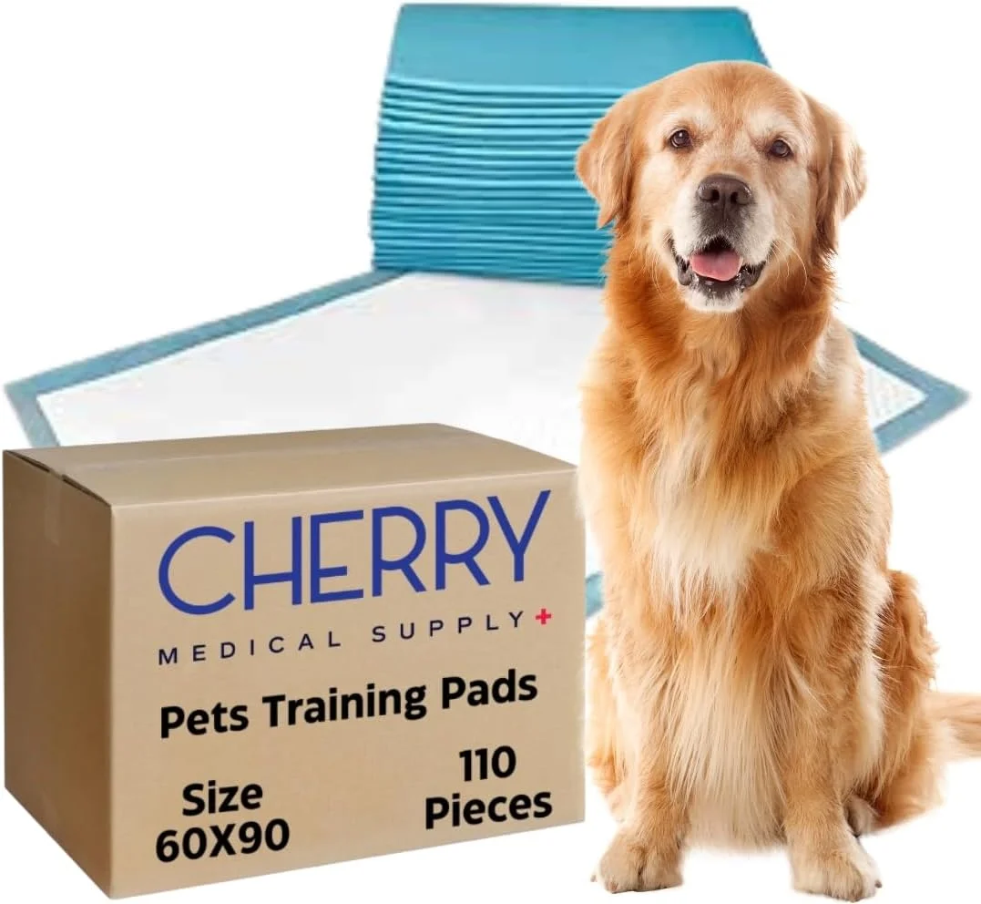 پدهای آموزشی حیوانات خانگی چری مدیکال ساپلای، 110 عدد بسته بندی شده در 11 کیسه، 60 سانتی متر در 90 سانتی متر، سایز XL، پدهای فوق العاده جاذب ادرار برای سگ ها، پدهای ضد نشت برای آموزش دستشویی توله سگ ها، گربه ها، خرگوش ها