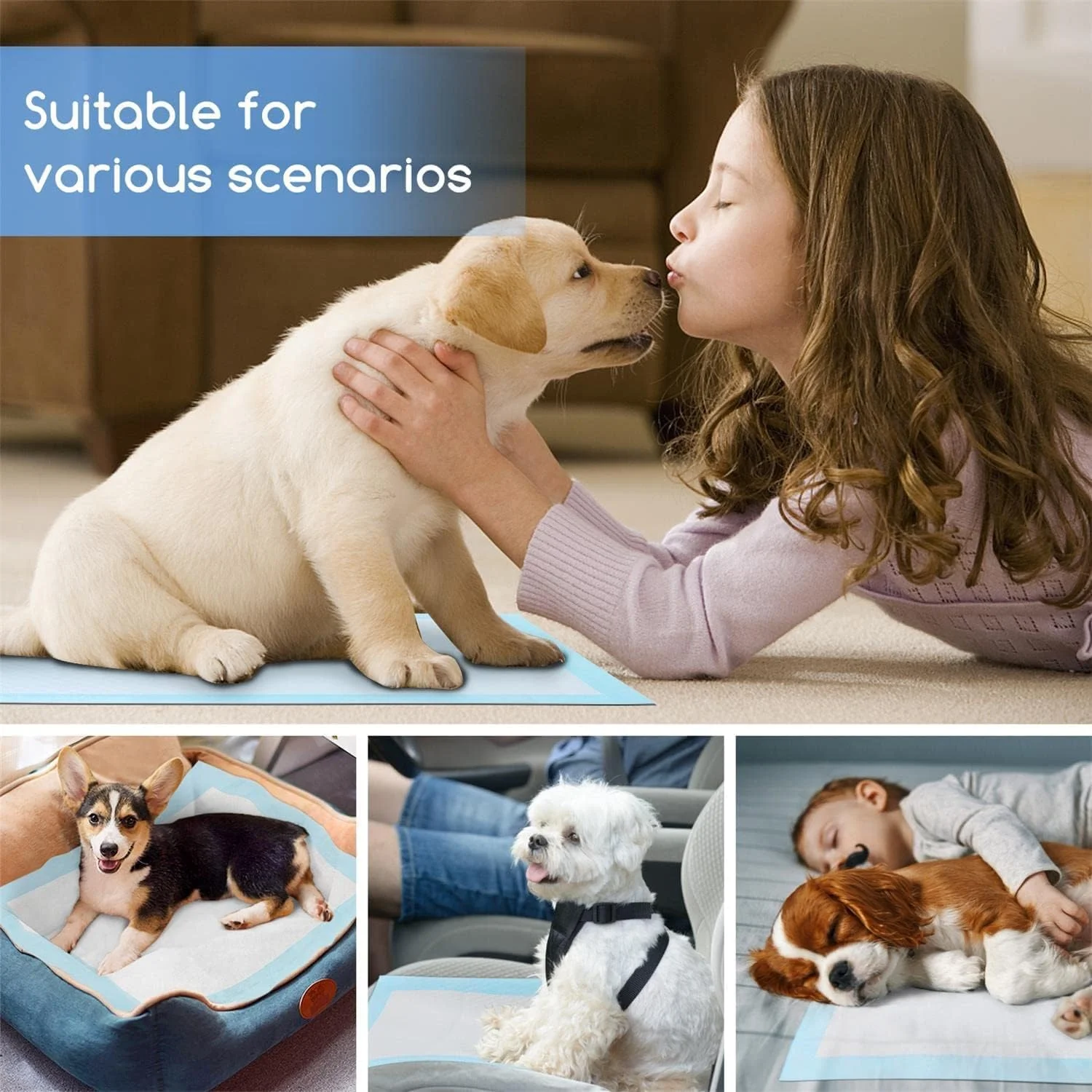 پدهای آموزشی حیوانات خانگی چری مدیکال ساپلای، 120 عددی بسته بندی شده در 4 بسته، 60 سانتی متر در 45 سانتی متر، پدهای فوق العاده جاذب ادرار برای سگ ها، پدهای ضد نشت برای آموزش دستشویی توله سگ ها، گربه ها، خرگوش ها