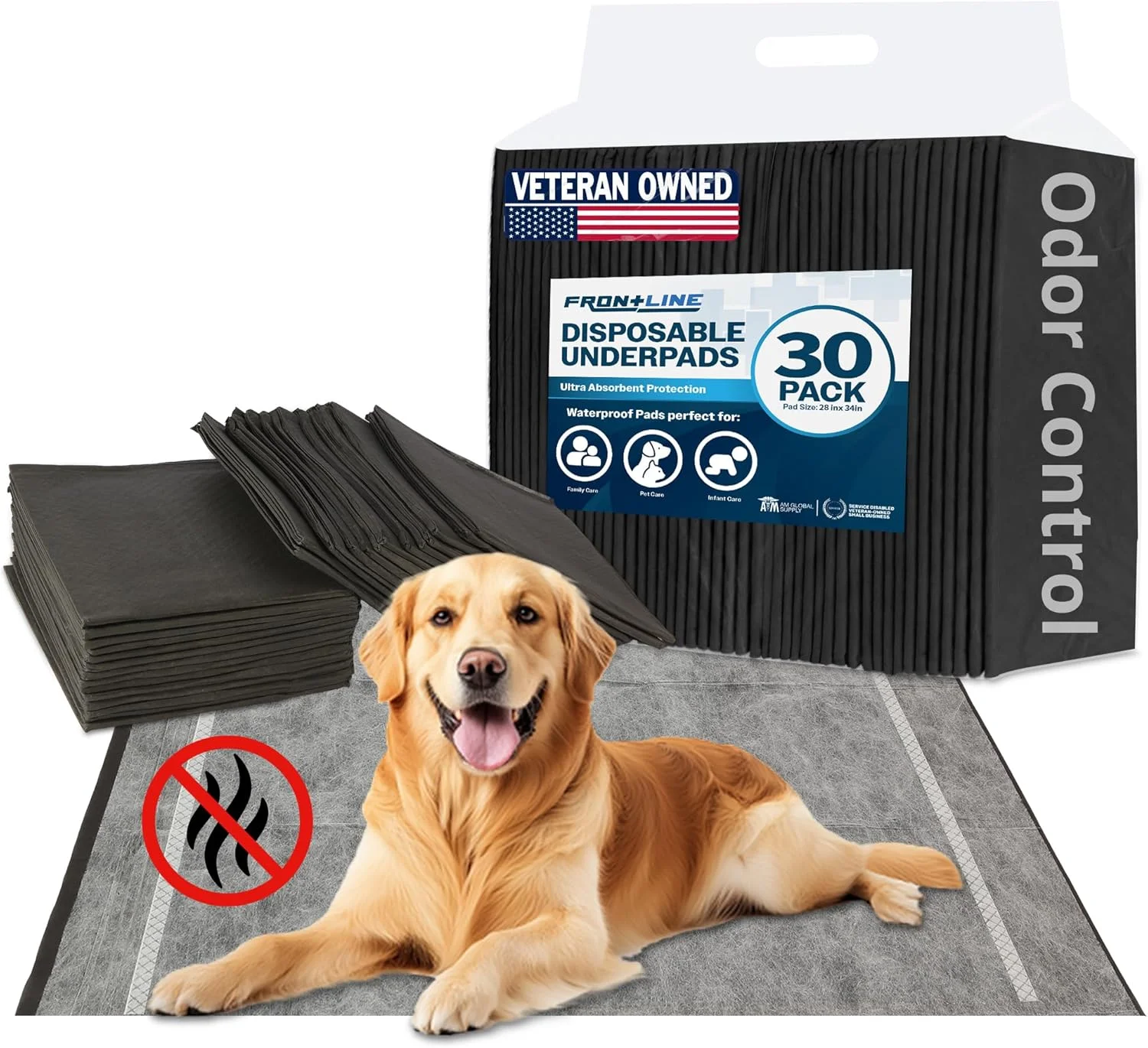 پدهای ادرار سگ با عصاره زغال فعال، 30 عدد سایز خیلی بزرگ، 6 لایه با کنترل بو، 71x86 سانتی متر، پدهای آموزشی زیرانداز برای سگ، گربه و حیوانات خانگی، محافظ های بسیار بزرگ برای کف و مبلمان