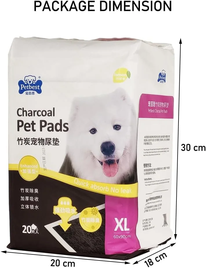 پد آموزشی سگ زغالی 20 عددی مناسب برای همه نژادها، زیرانداز ادرار سگ یکبار مصرف 5 لایه با طراحی ضد نشت و خشک شدن سریع، مقاوم در برابر پارگی و رایحه لیمو، ایده آل برای استفاده در داخل خانه 90 سانتی متر (مشکی)