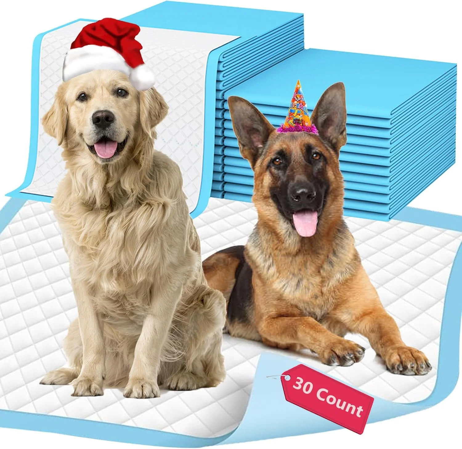 پدهای ادرار ضخیم XXL برای سگ ها 91x81 سانتی متر، 60 عدد، پدهای ادرار خیلی بزرگ، ضد نشت و فوق العاده جاذب، پدهای یکبار مصرف خشک شونده سریع برای آموزش ادرار سگ، گربه و حیوانات خانگی