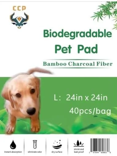 پدهای یکبار مصرف ادرار حیوانات خانگی CCP برای استفاده در داخل و خارج از منزل، فیلتر زغال چوب و بامبو برای جذب بو. بزرگ، 60x60 سانتی متر، بسته 40 عددی