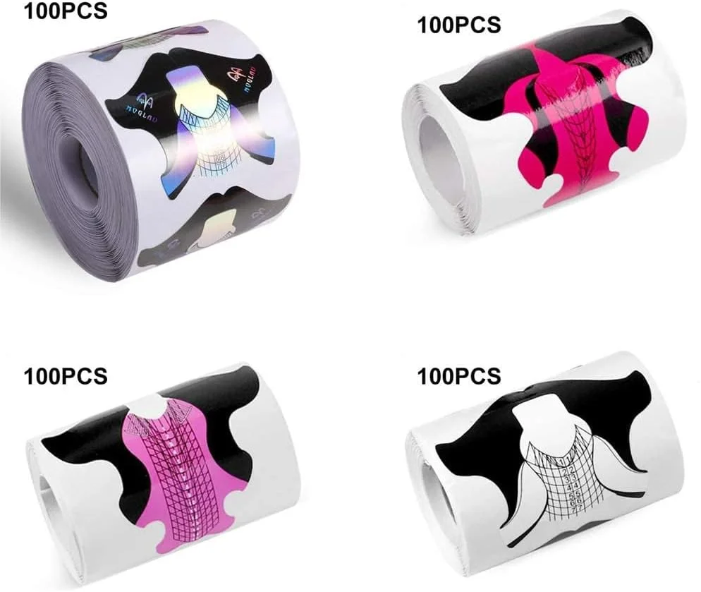 استیکرهای فرم ناخن خودچسب، طراحی محکم برای اکستنشن های اکریلیک و ژل، استیکرهای هنری ناخن قابل استفاده مجدد، ابزار مانیکور حرفه ای برای استفاده در سالن و DIY، 400 عدد