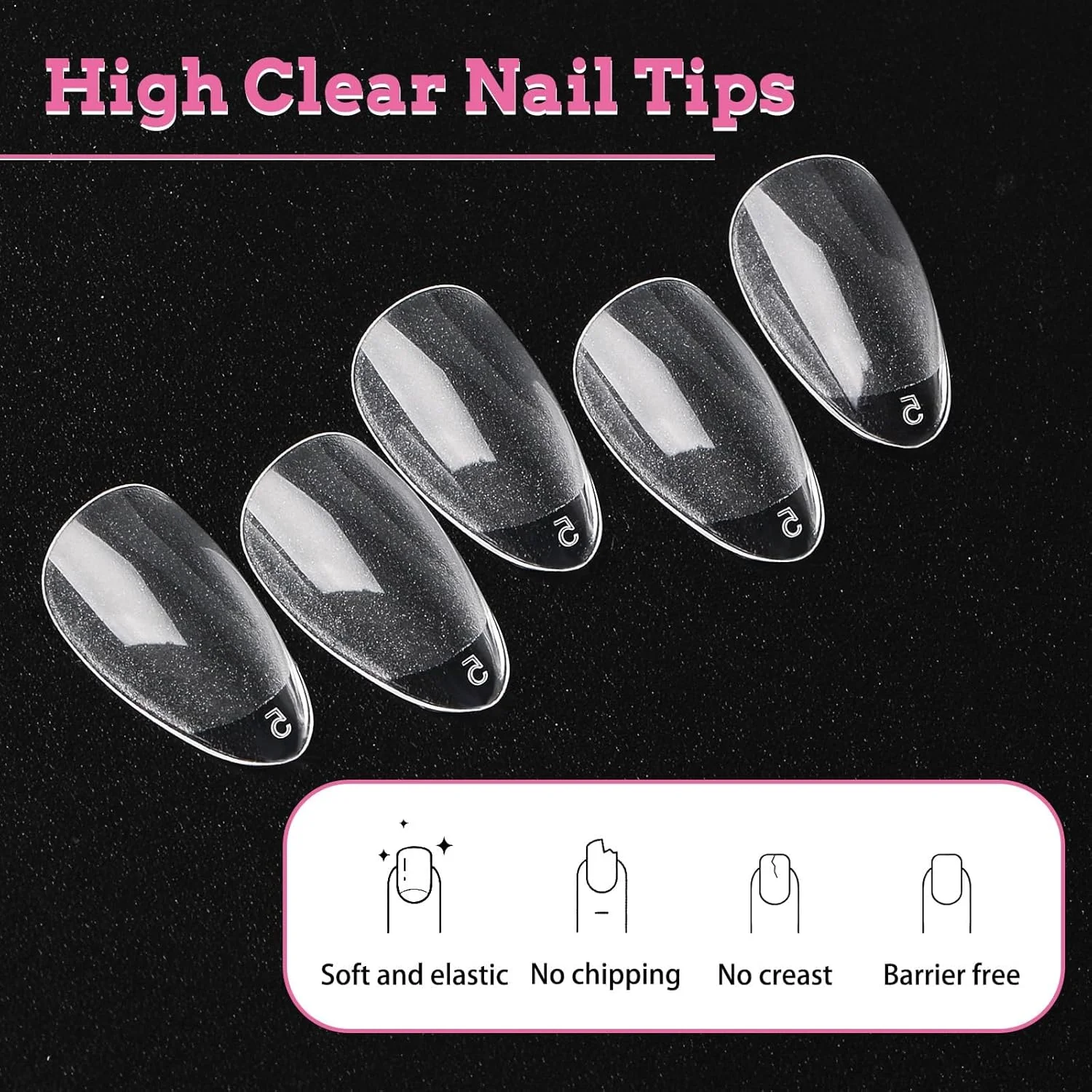 نوک ناخن کوتاه مینی، 240 عدد ناخن مصنوعی رزینی برای اکستنشن ناخن DIY زنانه، پوشش کامل ژل نرم شفاف، 12 سایز (بادامی کوتاه)