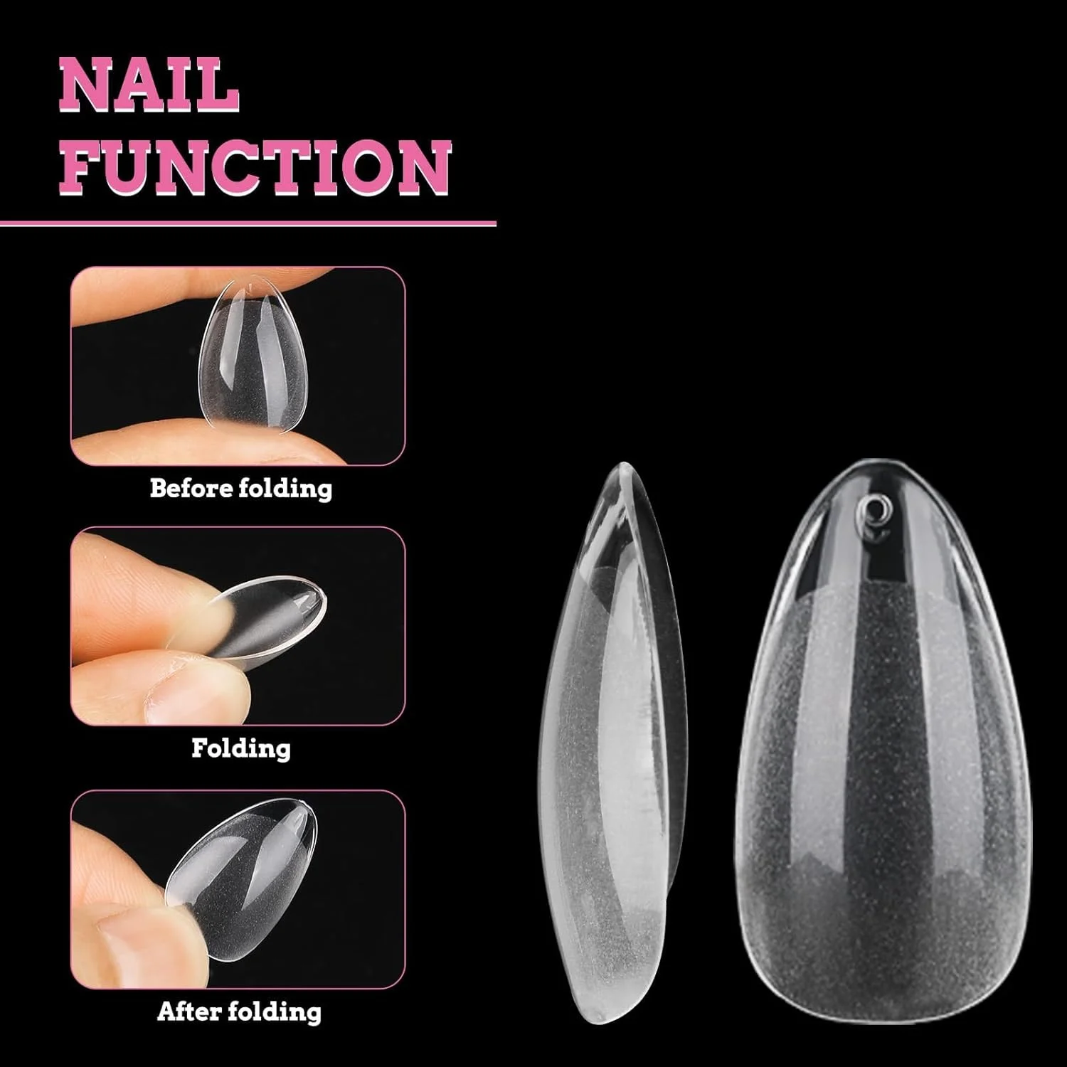 نوک ناخن کوتاه مینی، 240 عدد ناخن مصنوعی رزینی برای اکستنشن ناخن DIY زنانه، پوشش کامل ژل نرم شفاف، 12 سایز (بادامی کوتاه)