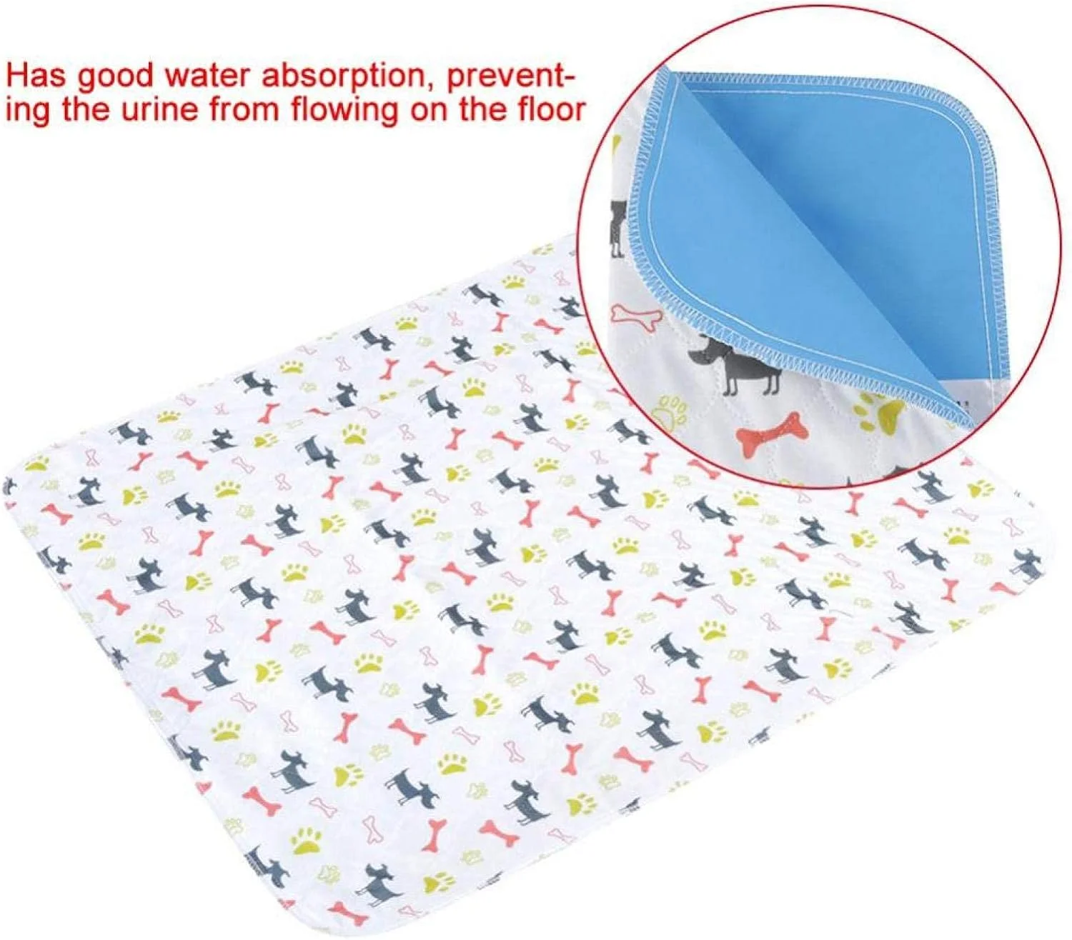 پد ادرار سگ، پد ادرار سگ ضد آب با طرح کارتونی، قابل استفاده مجدد، پد ادرار حیوانات خانگی
