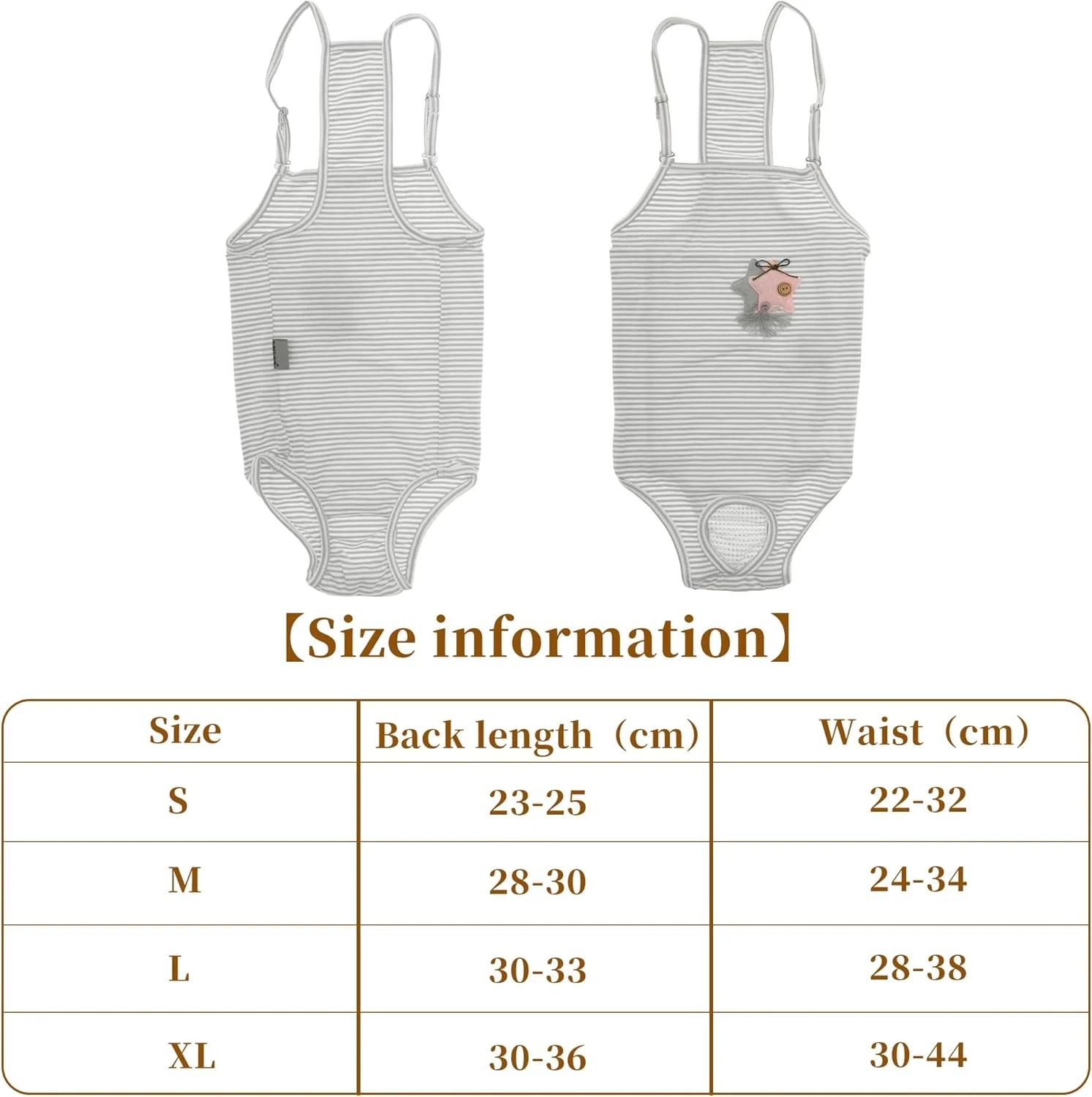شلوار بهداشتی سگ با بند قابل تنظیم، پیشبند و بند شانه ای، قابل شستشو و استفاده مجدد، مناسب برای سگ ها و گربه های کوچک و متوسط، خاکستری، سایز S