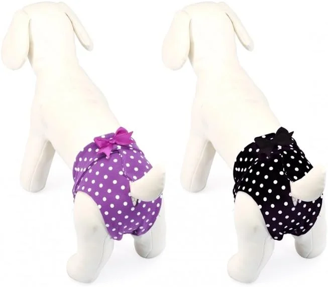 شورت بهداشتی سگ کامون، طرح مشکی با خال های سفید