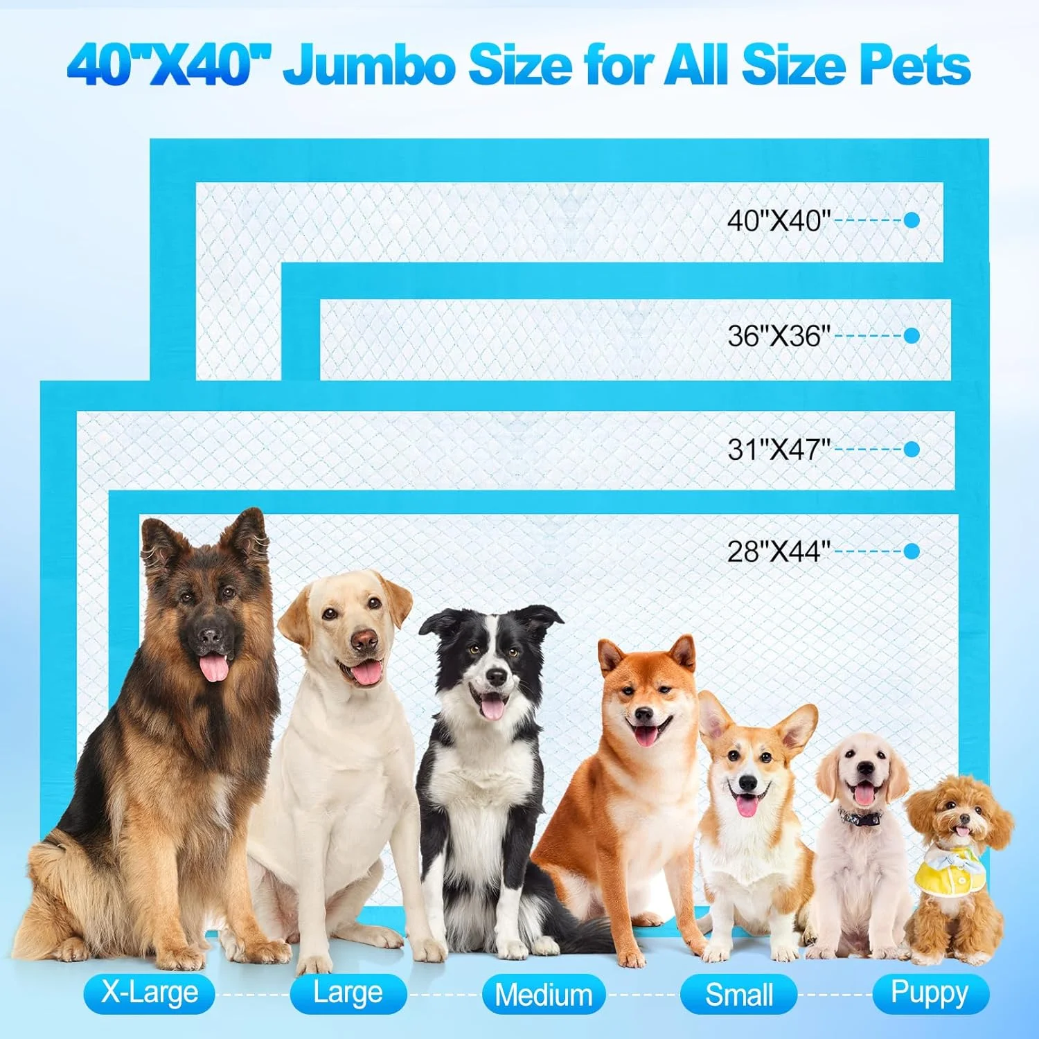 پدهای سگ و توله سگ ۴۰ در ۴۰ اینچ، آبی و سفید (۴۰ عدد)