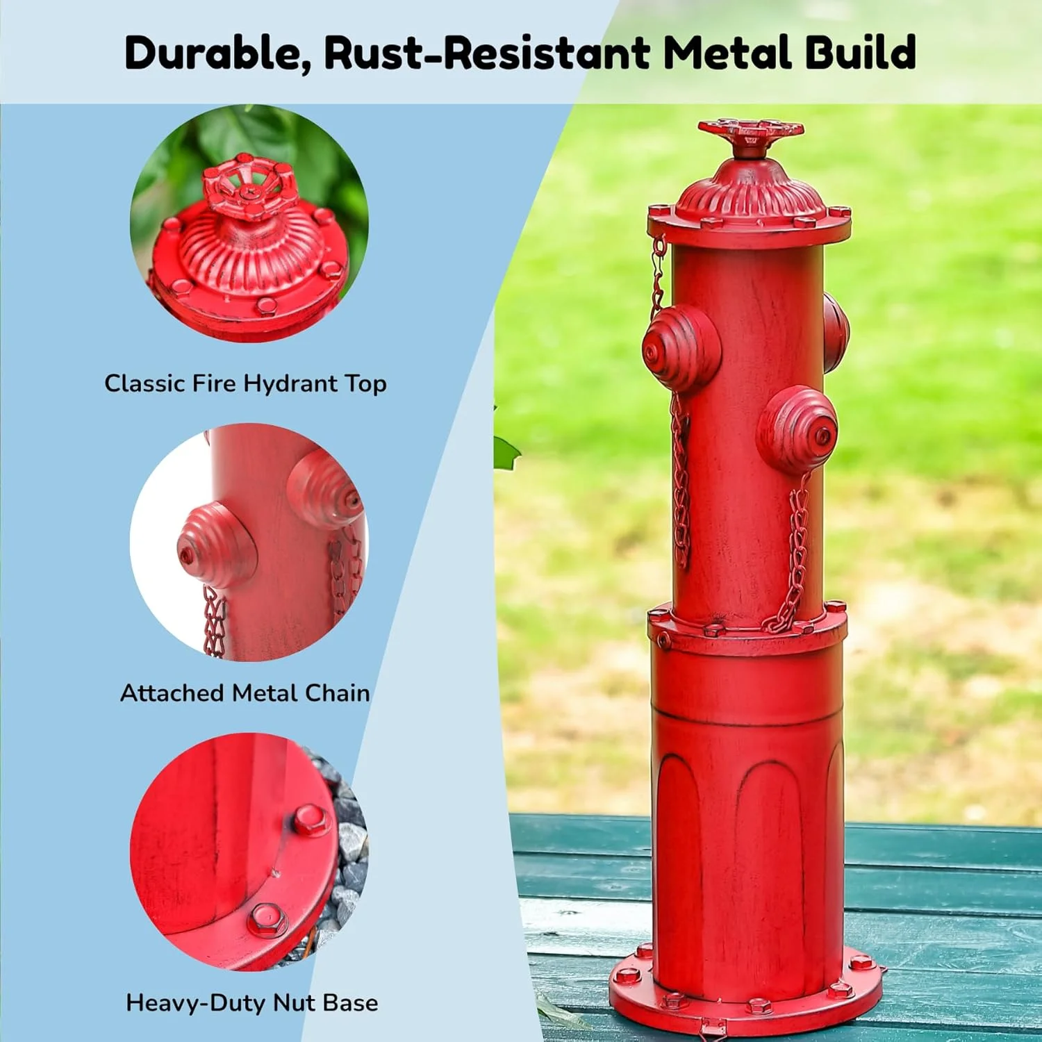 شیر آتش نشانی فلزی ۲۲.۵ اینچی سگ، ستون ادرار سگ قرمز رنگ برای آموزش در فضای باز، میله ادرار با میخ های زمینی، پایه پر کردنی برای حیاط، باغ، پاسیو شیر آتش نشانی فلزی ۲۲.۵ اینچی سگ، ستون ادرار سگ قرمز رنگ برای آموزش در فضای باز، میله ادرار با میخ های زمینی، پایه پر کردنی برای حیاط، باغ، پاسیو