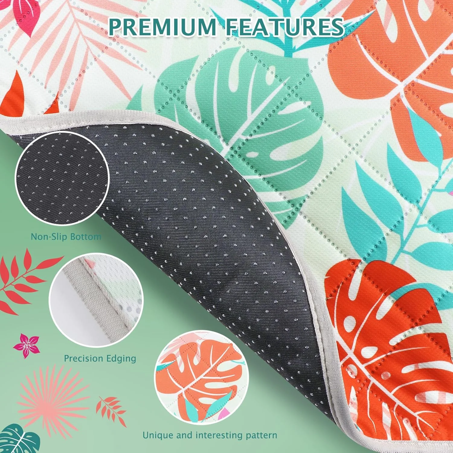 پدهای ادرار شوی سگ BVAGSS، بسته 2 عددی پدهای ادرار توله سگ قابل استفاده مجدد و ضد نشت، پدهای آموزش حیوانات خانگی ضد آب و ضد لغزش، پدهای زایمان فوق العاده جاذب XH081 (برگ های نخل سبز، 91x122 سانتی متر)